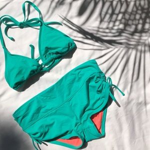 Athleta Turquoise Boy Short Bikini